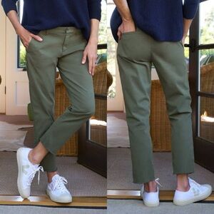FRANK & EILEEN Wicklow Performance Italian Twill Cropped Chino Pants Army \\ 6